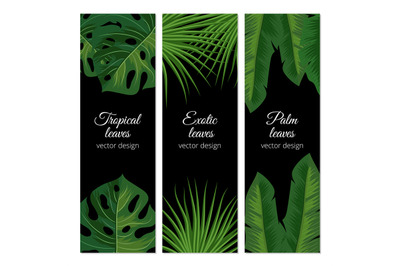 Tropical exotic leaves vector banners template set