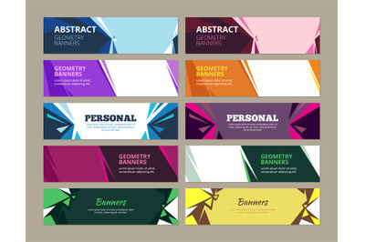 Abstract banners. Geometric effects graphic templates vector forms for