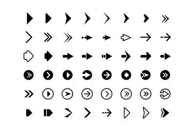 Web arrows. Symbols for website direction arrows signs buttons vector