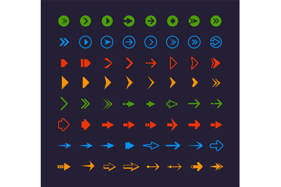 Colored web arrows. Infographic symbols for website app icons vector a