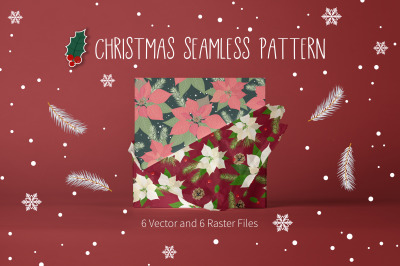 Christmas Poinsettia Seamless Pattern