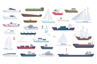 Sea ship. Travel boat boating illustrations motorboat ocean big vessel