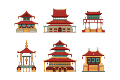 Traditional buildings. Japan and china cultural objects architecture p