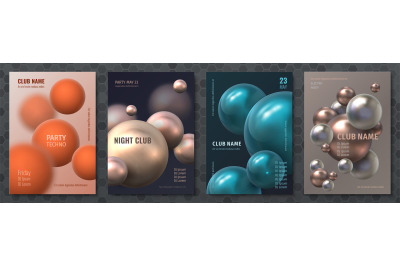 Abstract sphere poster. Modern brochure with realistic 3D plastic ball