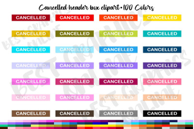 100 Cancelled Header Box Planner Clipart