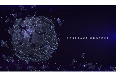 Sphere particles background. Futuristic banner with abstract geometric