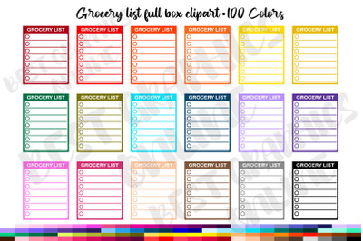 Grocery List Planner Stickers Clipart