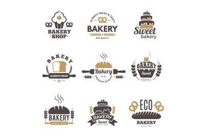 Bakery labels. Cooking symbols kitchen vector illustrations for logo d