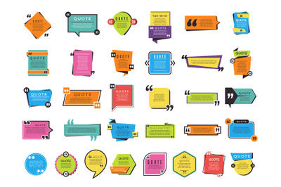 Quote shapes. Graphic forms for text notes and remarks vector differen