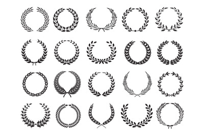 Greek branch. Circle victory award wreath with leaves vector elleents