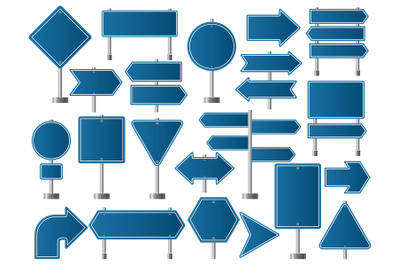 Street signs. Road highway indicators and empty boards direction for t