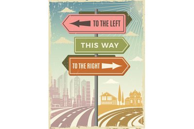 Road direction boards. Modern street directional street arrows vector