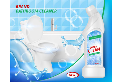 Toilet detergent cleaner. Bathroom soap liquid washing clean of cerami