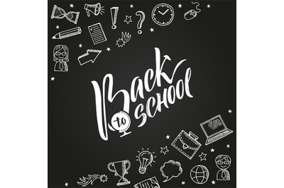 Back to school vector background with doodle education icons