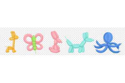 Balloons animals vector isolated on transparent background