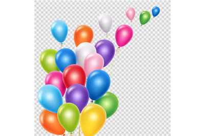 Realistic balloons vector background template. Flying colorful balloon