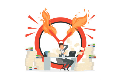 Deadline vector concept. Office manager and chaos at work illustration