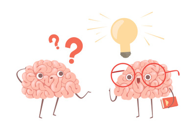 Problem solving vector concept. Cartoon brains thinking about problem