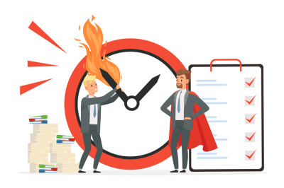 Smart time management vs chaos vector concept. Deadline illustration w