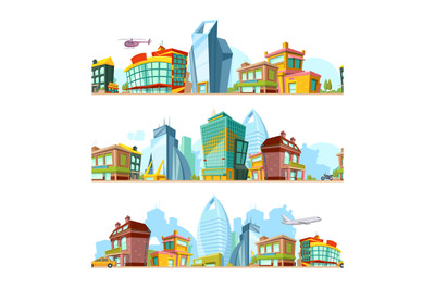 Urban seamless landscape. City backgrounds with modern buildings citys