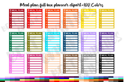 100 Meal Plan Tracker Full Box Clipart