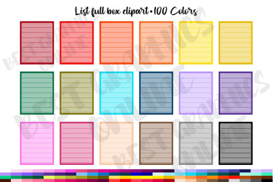 Full Box Blank Lined Paper Page Clipart