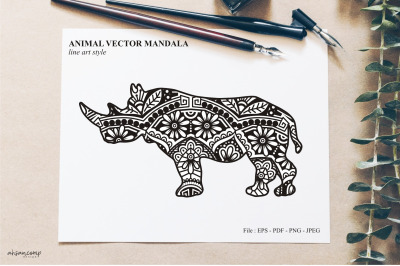 Animal Vector Mandala Line Art Style