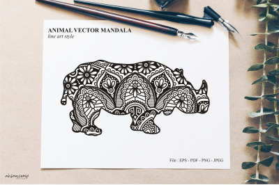 Animal Vector Mandala Line Art Style