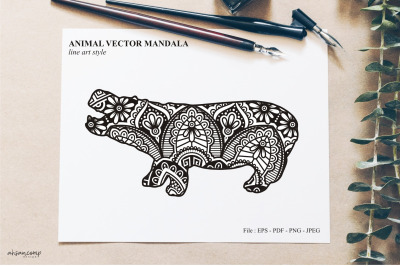 Animal Vector Mandala Line Art Style