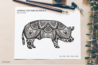 Animal Vector Mandala Line Art Style