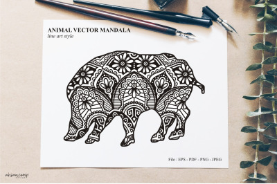 Animal Vector Mandala Line Art Style