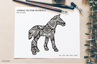 Animal Vector Mandala Line Art Style