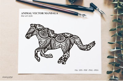 Animal Vector Mandala Line Art Style