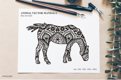 Animal Vector Mandala Line Art Style