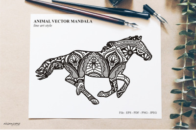 Animal Vector Mandala Line Art Style