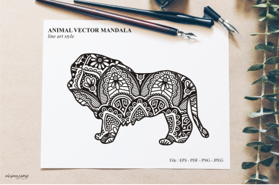 Animal Vector Mandala Line Art Style