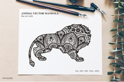 Animal Vector Mandala Line Art Style