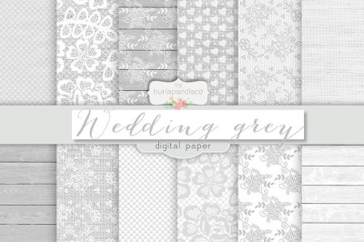 Grey wedding digital paper pack