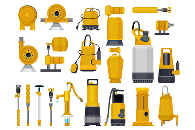 Water industrial pumps. Iron pumping compressor station with water tan