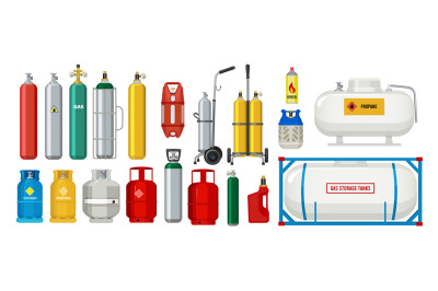 Gas tanks. Compressed oxygen propane dangerous cylinder tanks vector c