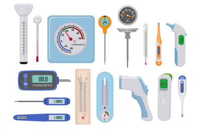 Thermometers. Hospital medical temperature measure high and low variou