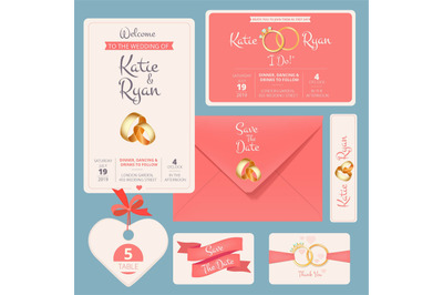 Wedding invitation. Save date anniversary couple cards with marriage c