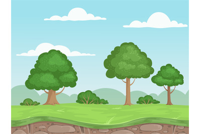 Seamless game nature landscape. Parallax background for 2d game outdoo