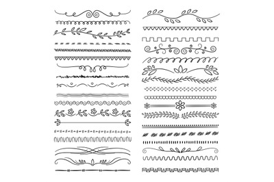 Hand drawn lines. Floral scribble ornamental web dividers wedding dood