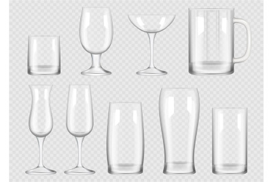 Transparent drink glass. Cup for alcoholic drinks crystal empty glass