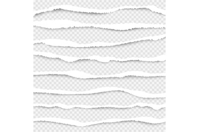 Ripped paper. Cut edges of white paper vector ripped lines realistic t