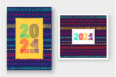 Abstract modern cover design background with 2021 New Year