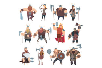 Viking cartoon. Scandinavian mythologyy characters norway costume viki