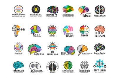 Brain logo. Genius and technology smart mind business concept identity