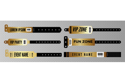 Events bracelets. Vector golden entrance key for party, concert, disco